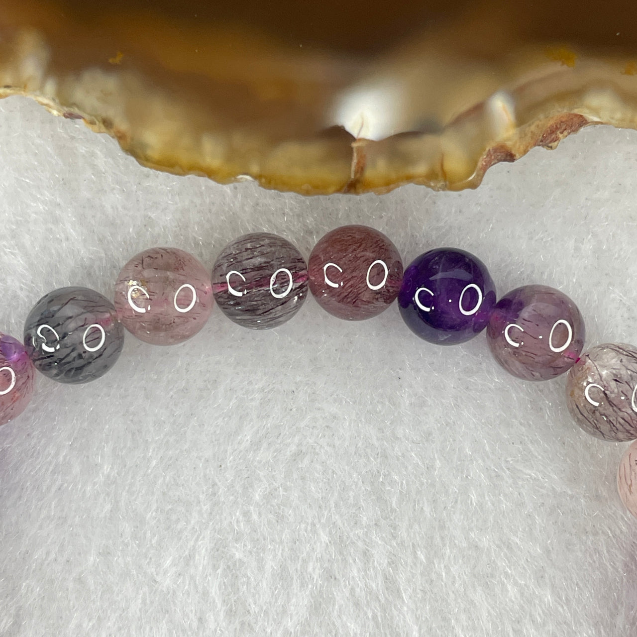 Certified Above-Average Grade Natural Super 7 Crystal Beads Bracelet | Petite High-Clarity Elegant Strand | Authentic Sacred Seven Multi-Mineral Inclusions Quartz Spiritual Catalyst & Auric Shield Bracelet (11.28g | 14.5cm Length | 6.8mm | 26 Beads)