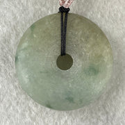 Type A Green with Blueish Green and Yellow Piao Hua Jadeite Ping An Kou Donut Pendent 27.08g 35.3 by 10.2mm - Huangs Jadeite and Jewelry Pte Ltd