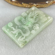 Type A Light Apple Green Jadeite Dragon Pendant 87.90g 69.4 by 44.2 by 14.2mm - Huangs Jadeite and Jewelry Pte Ltd