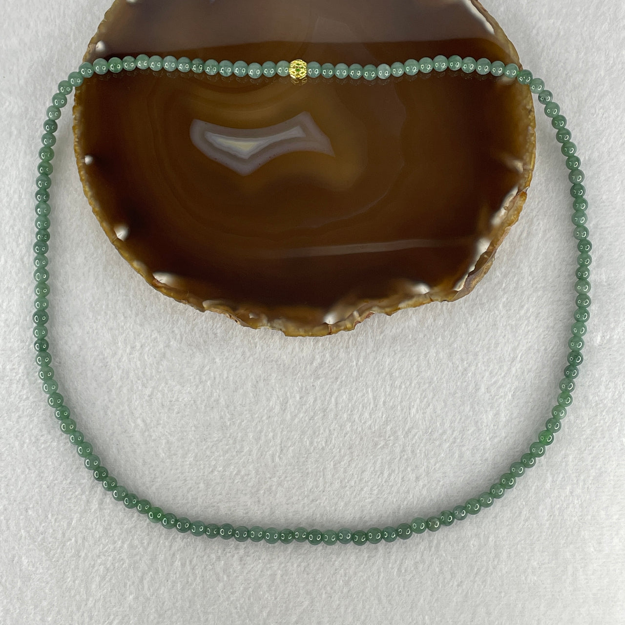 Natural Type A Blueish Green Jadeite Beads Necklace 28.66g 58cm 5.4mm 122 Beads