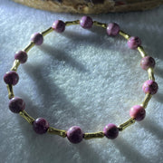 Natural Lepidolite Beads Bracelet with Charms 5.57g 15cm 6.1mm 14Beads - Huangs Jadeite and Jewelry Pte Ltd