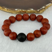 Natural Red Agate with Black Amber Beads Bracelet 54.86g 18.5cm 14.2mm 14 + 1  Black Amber Bead - Huangs Jadeite and Jewelry Pte Ltd