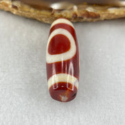 Natural Powerful Tibetan Old Oily Red White Agate One Eye Fire Sign Dzi Bead Heavenly Master (Tian Zhu) 一眼火天珠 11.40g 37.8 by 14.1mm - Huangs Jadeite and Jewelry Pte Ltd