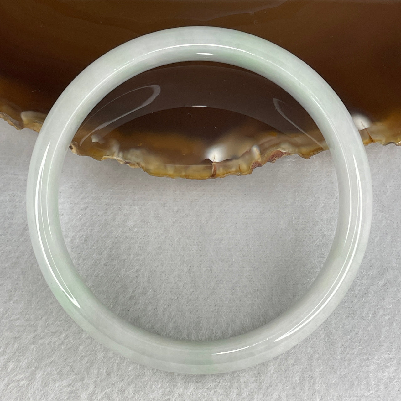 59.7mm Genuine Type A Jadeite Bangle - Large Size Faint Green Lavender Natural Jadeite Jewelry - 45.01g Wide Untreated Jade Bracelet for Women 12.6x7.2mm Wide (Slight Internal Lines)