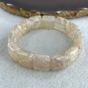 Natural Pinkish Flower Agate Shou Pai Bracelet 38.03g 16.5cm 14.2mm 14 Pcs - Huangs Jadeite and Jewelry Pte Ltd