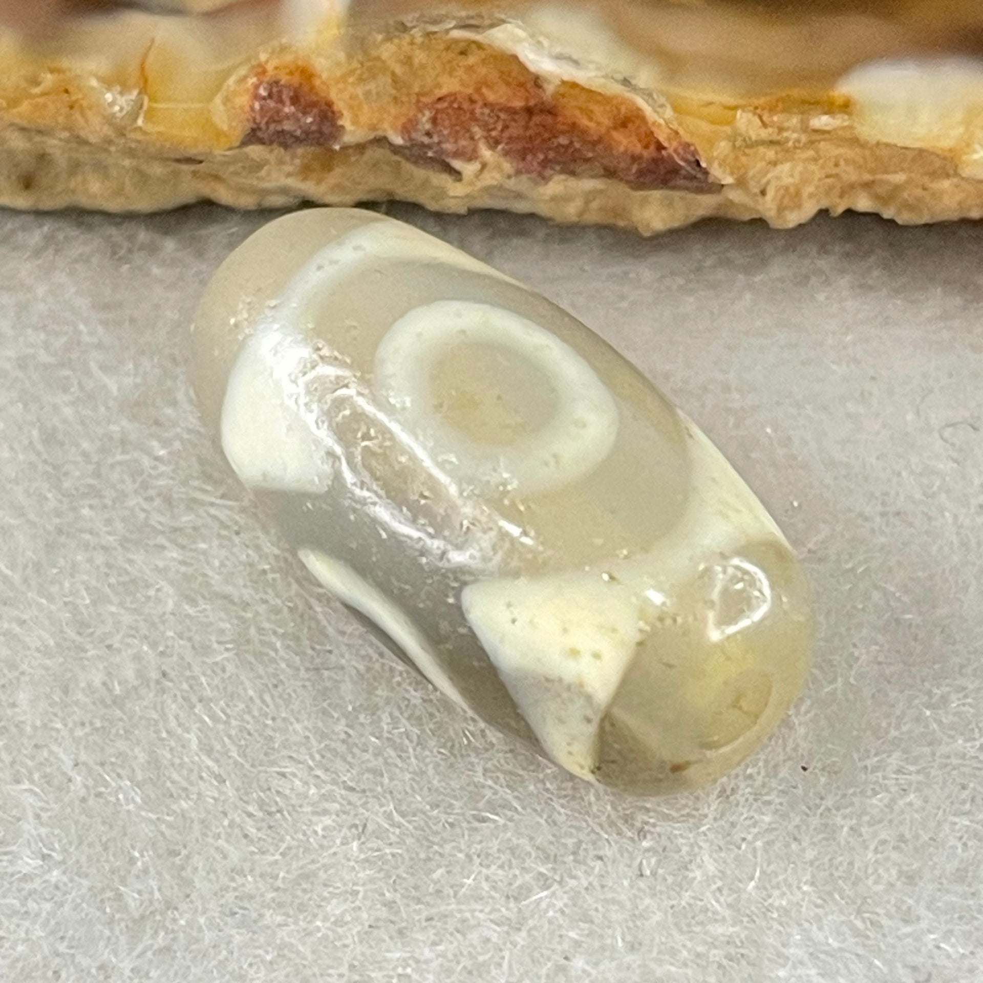 Natural Powerful Tibetan Old Oily Agate 3 Eyes Dzi Bead Heavenly Master (Tian Zhu) 三眼天诛 2.80g 19.5 by 10.0mm - Huangs Jadeite and Jewelry Pte Ltd