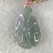 Type A Semi Icy Blueish Green with Lavender Lotus Flower Jadeite Flower Pendant 5.44g 27.3 by 17.5 by 7.9mm - Huangs Jadeite and Jewelry Pte Ltd