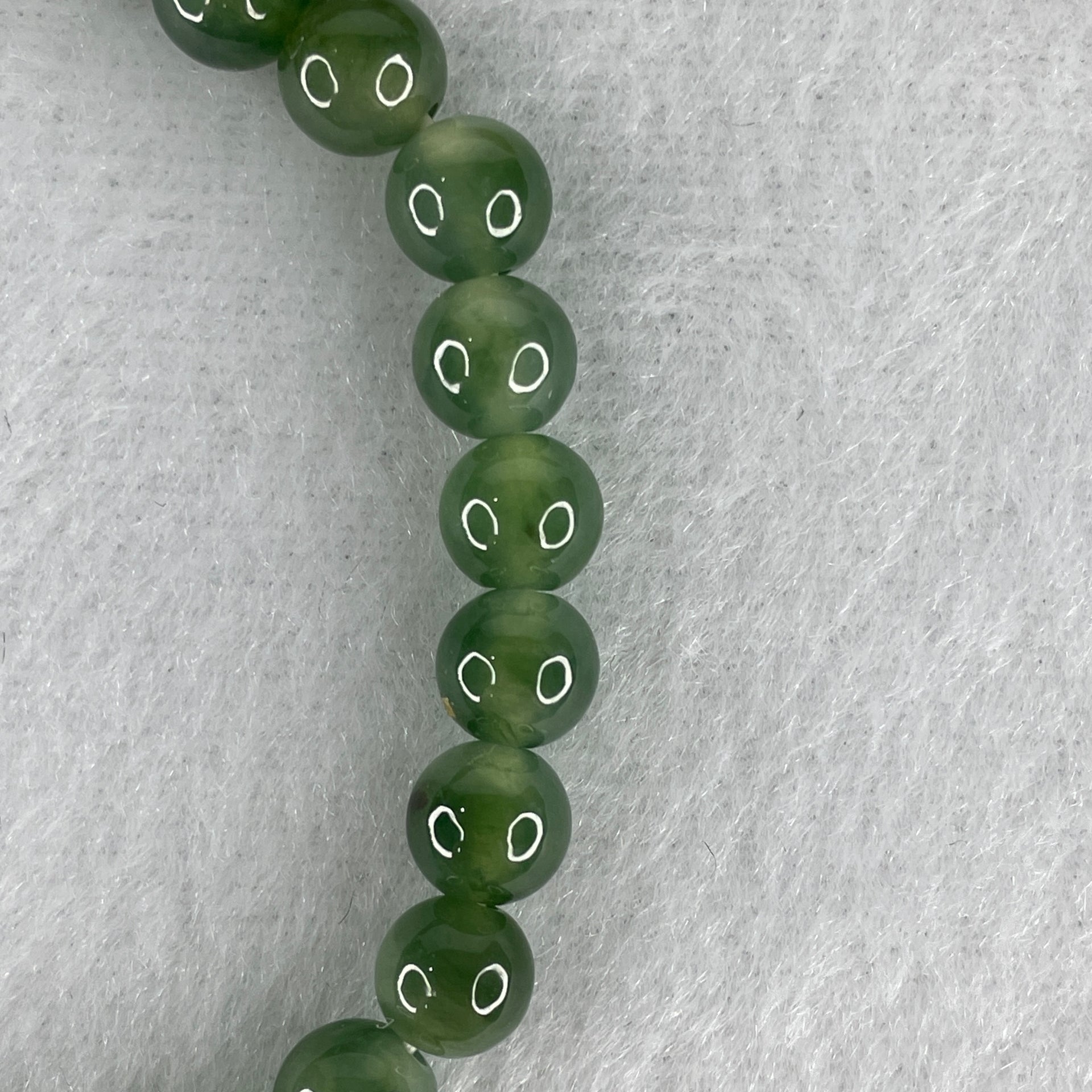 High Grade Natural Type A Blueish Green Jadeite Beads Bracelet 13.88g 15.5cm 6.6mm 29 Beads - Huangs Jadeite and Jewelry Pte Ltd