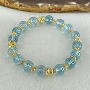 Good Grade Natural Blue Topaz Beads Bracelet 26.61g 16cm 8.8mm 16 Beads - Huangs Jadeite and Jewelry Pte Ltd