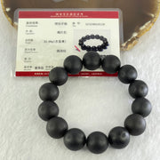 Natural Dark Matt Black Amber Beads Bracelet 天然大黑天翁琥珀手链 33.66g 20cm 16.4mm 14 Beads - Huangs Jadeite and Jewelry Pte Ltd