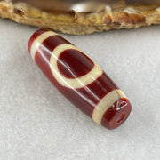 Natural Powerful Tibetan Old Oily Red White Agate One Eye Earth Element Dzi Bead Heavenly Master (Tian Zhu) 一眼土元素天珠 9.05g 36.4 by 12.8mm - Huangs Jadeite and Jewelry Pte Ltd