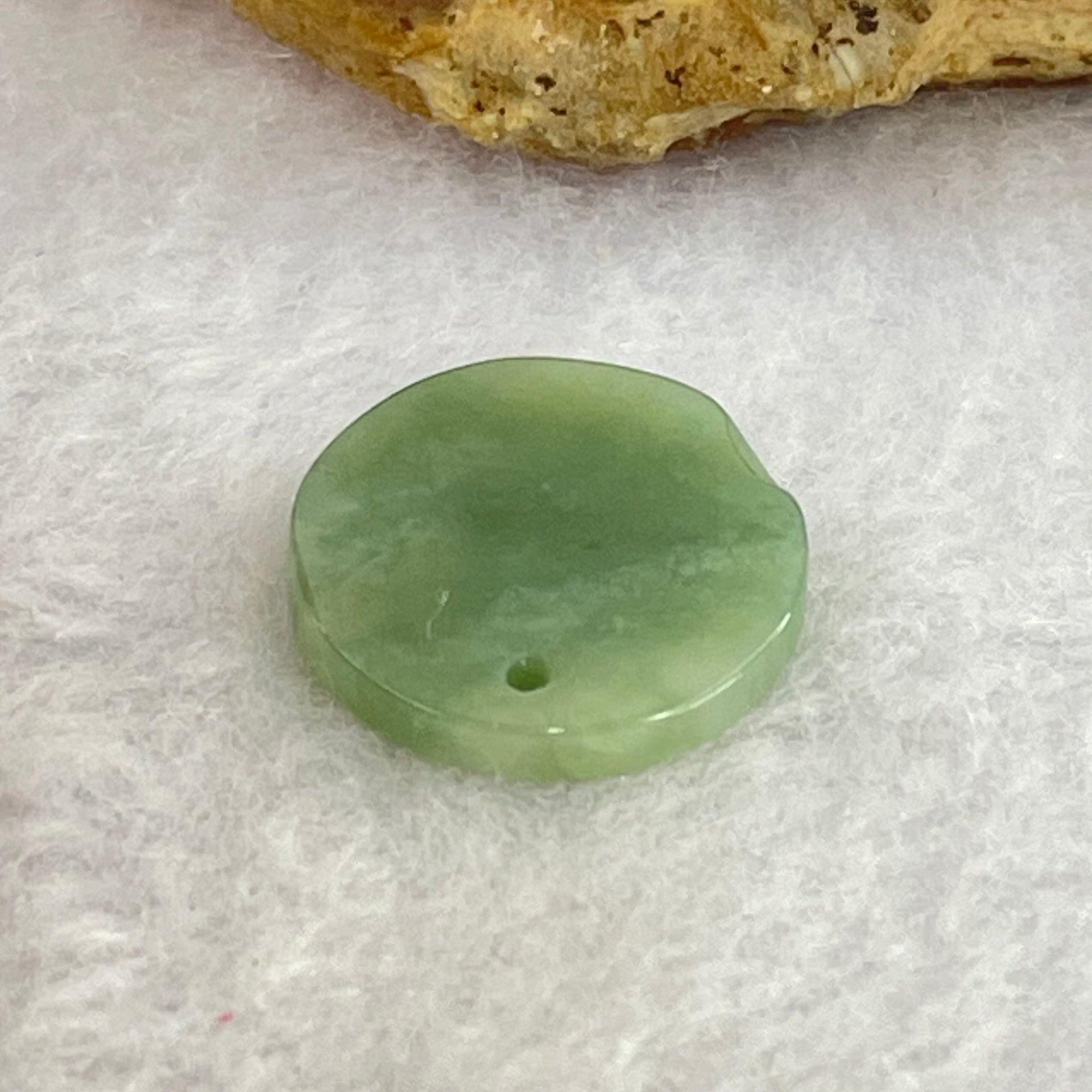 Type A Blueish Green Jadeite Mini Round Wu Shi Pai Pendant 1.44g 15.4 by 2.5mm - Huangs Jadeite and Jewelry Pte Ltd