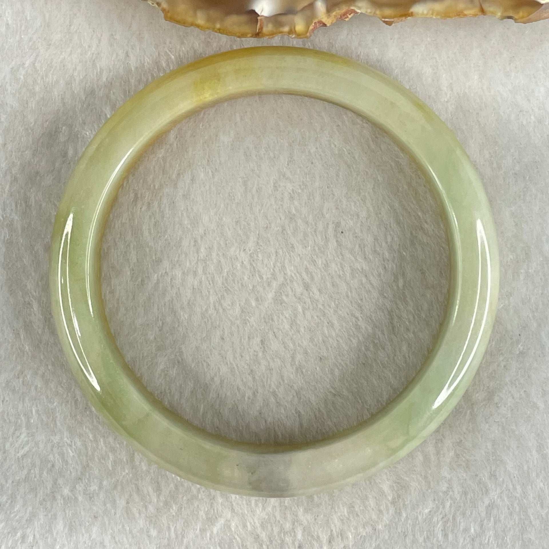 Type A Yellow with Light Green Jadeite Bangle 50.33g Inner Diameter 57.8mm 12.0 by 7.8mm (Internal Lines) - Huangs Jadeite and Jewelry Pte Ltd