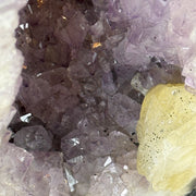 Natural Triangular Shape Amethyst Cave with Wooden Display 20,570.8g 270.0 by 240.0 by 470.0mm - Huangs Jadeite and Jewelry Pte Ltd