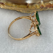Type A Green Burmese Icy Butterfly Jade Jadeite ring in 18k rose gold & natural diamonds 1.87g  Ring Size: US 6.5 - Huangs Jadeite and Jewelry Pte Ltd