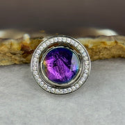 Natural Meteorite Spinning High Energy Feng Shui Charm in S925 Silver with Crystals For Necklace / Bracelet (Purple with Yellow Color) 4.10g 16.8 by 7.3mm - Huangs Jadeite and Jewelry Pte Ltd