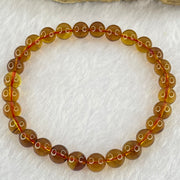 Natural Purple Amber Beads Bracelet 天然紫蜜琥珀手链 4.28g 15.5cm 6.6mm 28 Beads - Huangs Jadeite and Jewelry Pte Ltd