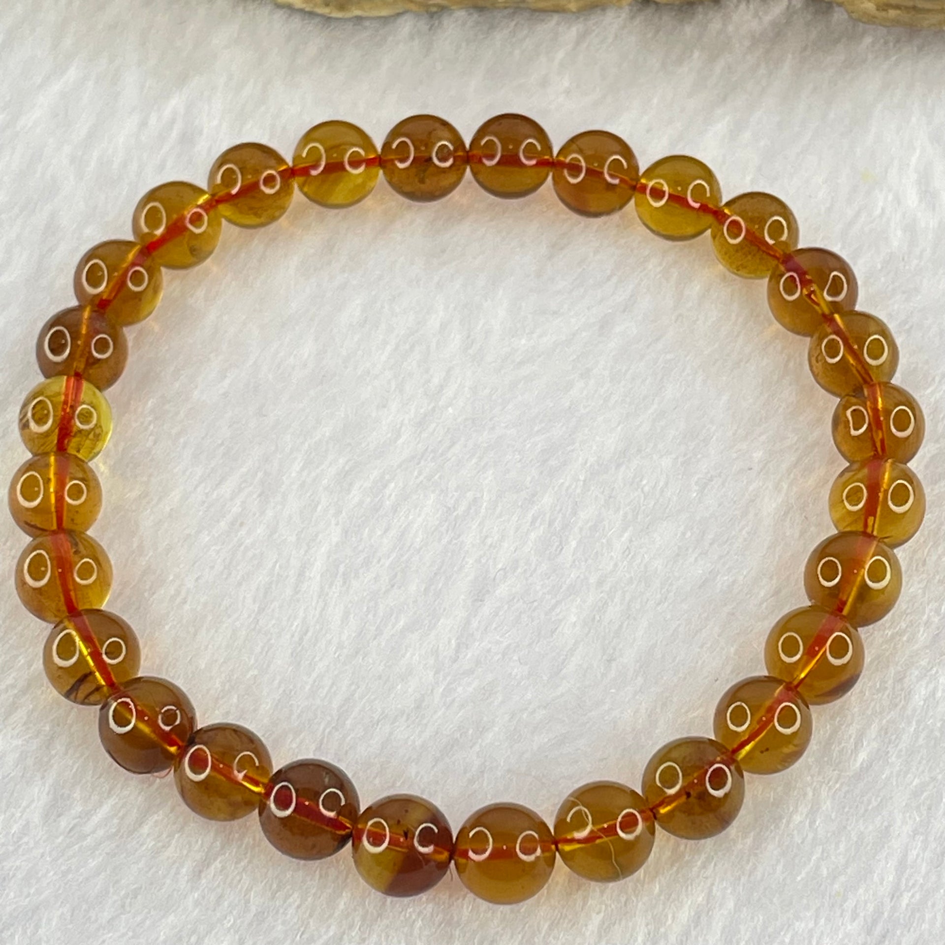 Natural Purple Amber Beads Bracelet 天然紫蜜琥珀手链 4.28g 15.5cm 6.6mm 28 Beads - Huangs Jadeite and Jewelry Pte Ltd