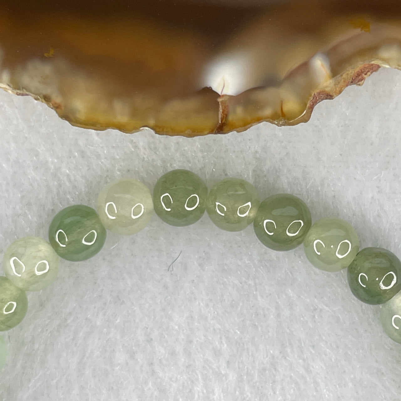 Natural Type A Semi-Icy Multi-Shade Blueish Green Jadeite Bracelet | 14.5cm Petite 5.8mm Round Jade Bead Healing Energy Bracelet (9.73g 32 Beads)