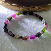 Good Grade Natural Tourmaline Crystal Barrel Bracelet 6.92g 15cm 4.8mm 18Beads - Huangs Jadeite and Jewelry Pte Ltd
