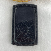 Type A Opaque to Partial Translucent Black Omphacite Jadeite 5 Dragons Pendant 32.20g 64.7 by 40.0 by 8.0mm - Huangs Jadeite and Jewelry Pte Ltd