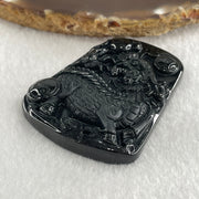 Type A Opaque to Partial Translucent Black Omphacite Jadeite Kirin Qilin Pendant 30.64g 55.7 by 43.5 by 8.5mm - Huangs Jadeite and Jewelry Pte Ltd