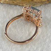 Natural Aquamarine with Crystals in S925 Sliver Rose Gold Color Ring (Adjustable Size) 2.90g 8.7 by 8.2 by 3.0mm - Huangs Jadeite and Jewelry Pte Ltd