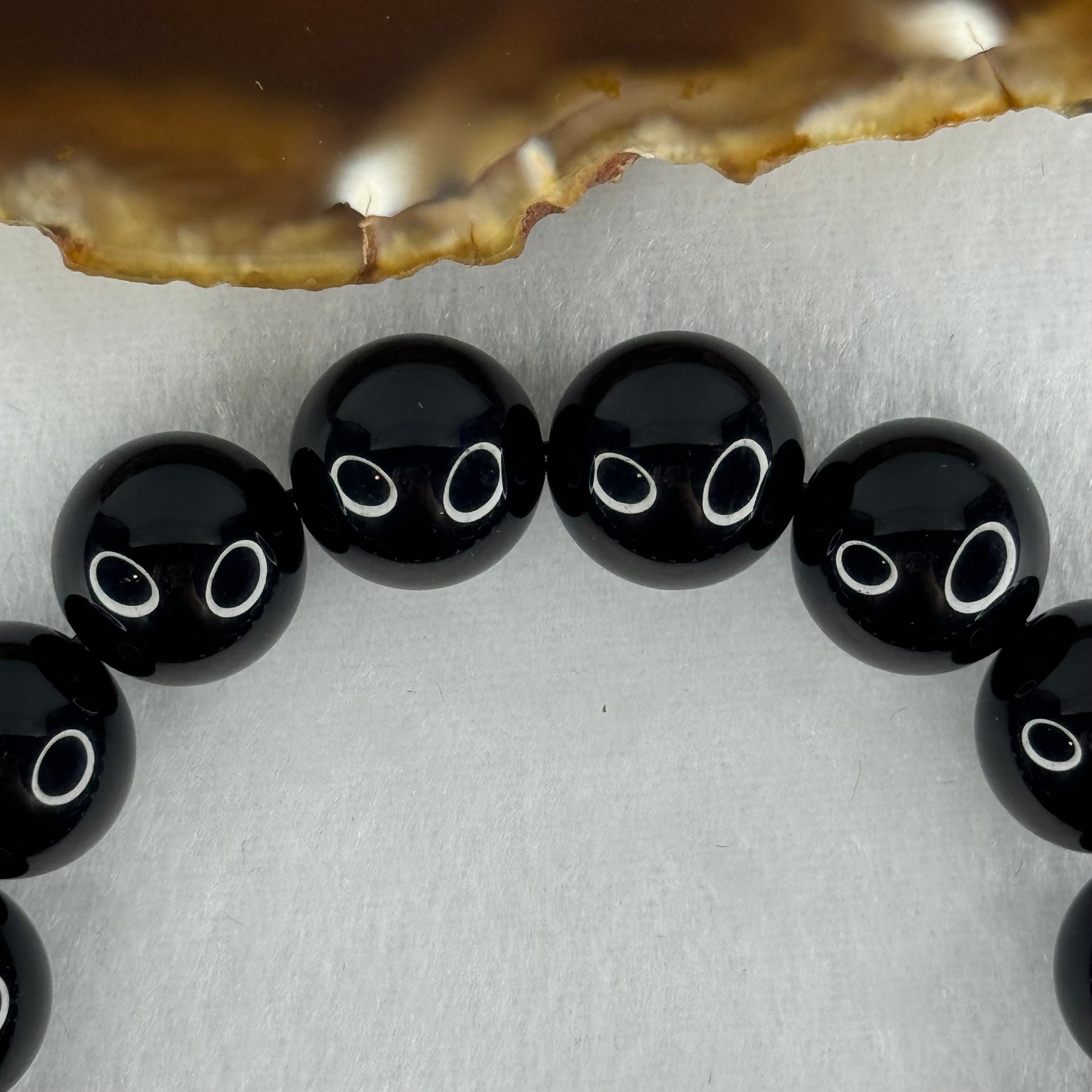 Natural Black Moldavite Meteorite Crystal Beads Bracelet 52.32g 18cm 14.3mm 15 Beads - Huangs Jadeite and Jewelry Pte Ltd