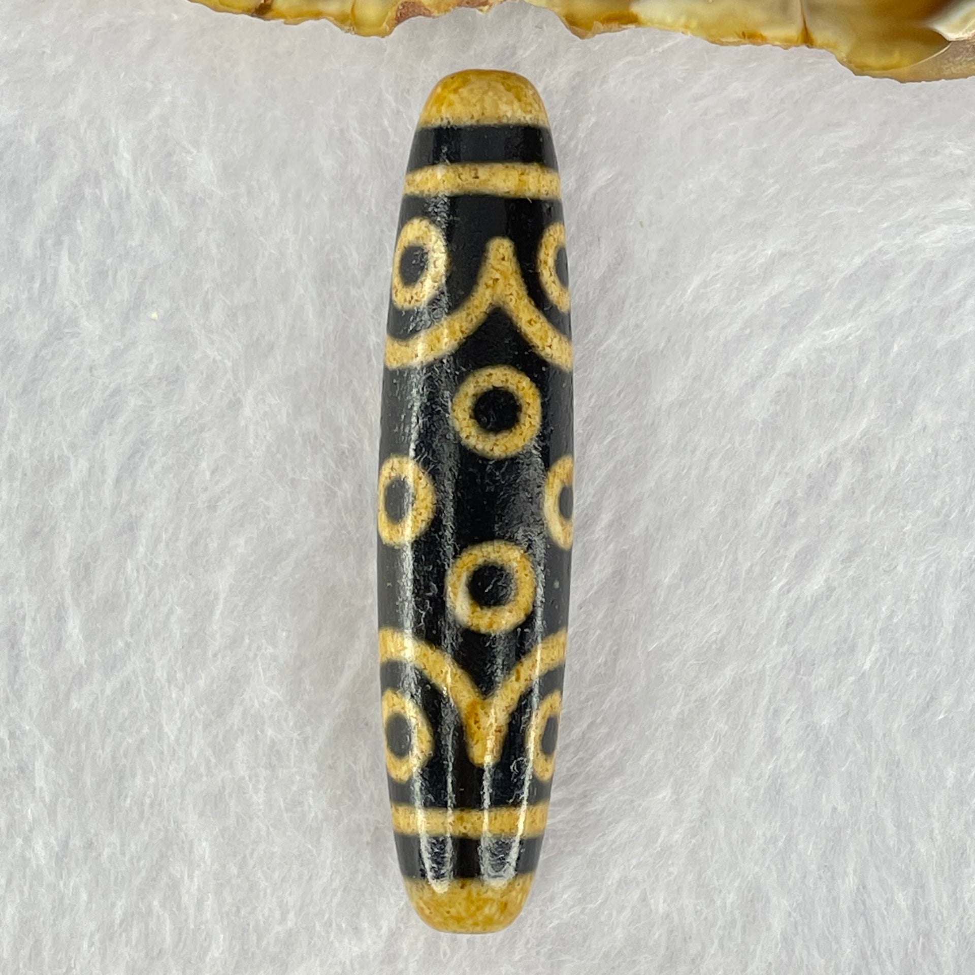 Natural Powerful Tibetan Old Oily Dark and Light Brown Agate 15 Eyes Dzi Bead Heavenly Master (Tian Zhu) 十五眼天诛 14.93g 58.5 by 13.0mm - Huangs Jadeite and Jewelry Pte Ltd