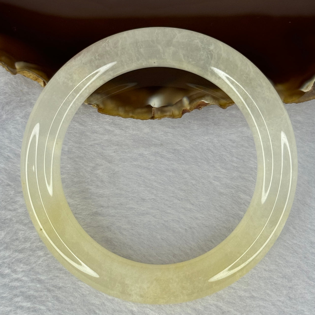 Transparent Yellow to White Quartzite Jade Bangle 天山玉手镯 Internal Diameter 56.9mm 60.55g 11.7 by 11.7mm - Huangs Jadeite and Jewelry Pte Ltd