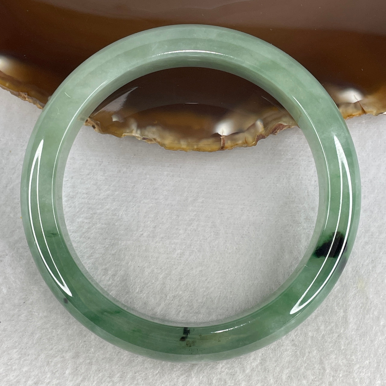 Natural Type A Multicolor Jadeite Bangle | 61.5mm Light Vibrant Green with Emerald & Deep Dark Green "Piao Hua" Flora | Massive Imperial "Fei Cui" Round Wrist Heirloom (72.56g 13.3x9.0mm) Very Slight Internal Lines