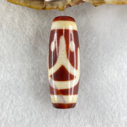Natural Powerful Tibetan Old Oily Red White Agate One Eye Fire Sign Dzi Bead Heavenly Master (Tian Zhu) 一眼火天珠 11.40g 37.8 by 14.1mm - Huangs Jadeite and Jewelry Pte Ltd