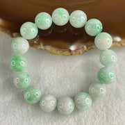 Type A Light Green with Light Lavender with Emerald Green Piao Huan Jadeite Beads Bracelet 48.39g 16cm 12.2mm 16 Beads - Huangs Jadeite and Jewelry Pte Ltd