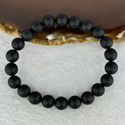 Natural Dark Matt Black Amber Beads Bracelet 天然大黑天翁琥珀手链 7.08g 15cm 8.4mm 22 Beads - Huangs Jadeite and Jewelry Pte Ltd