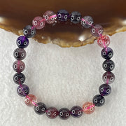 Very Very Good Grade Certified Natural Blackcurrant Super 7 Beads Bracelet | (21.59g | 17.5cm | 8.8mm x 24 Beads | "Seven Sacred Minerals" Intuition & Abundance Anchor, Feng Shui High-Vibration Power Bracelet) - Huangs Jadeite and Jewelry Pte Ltd