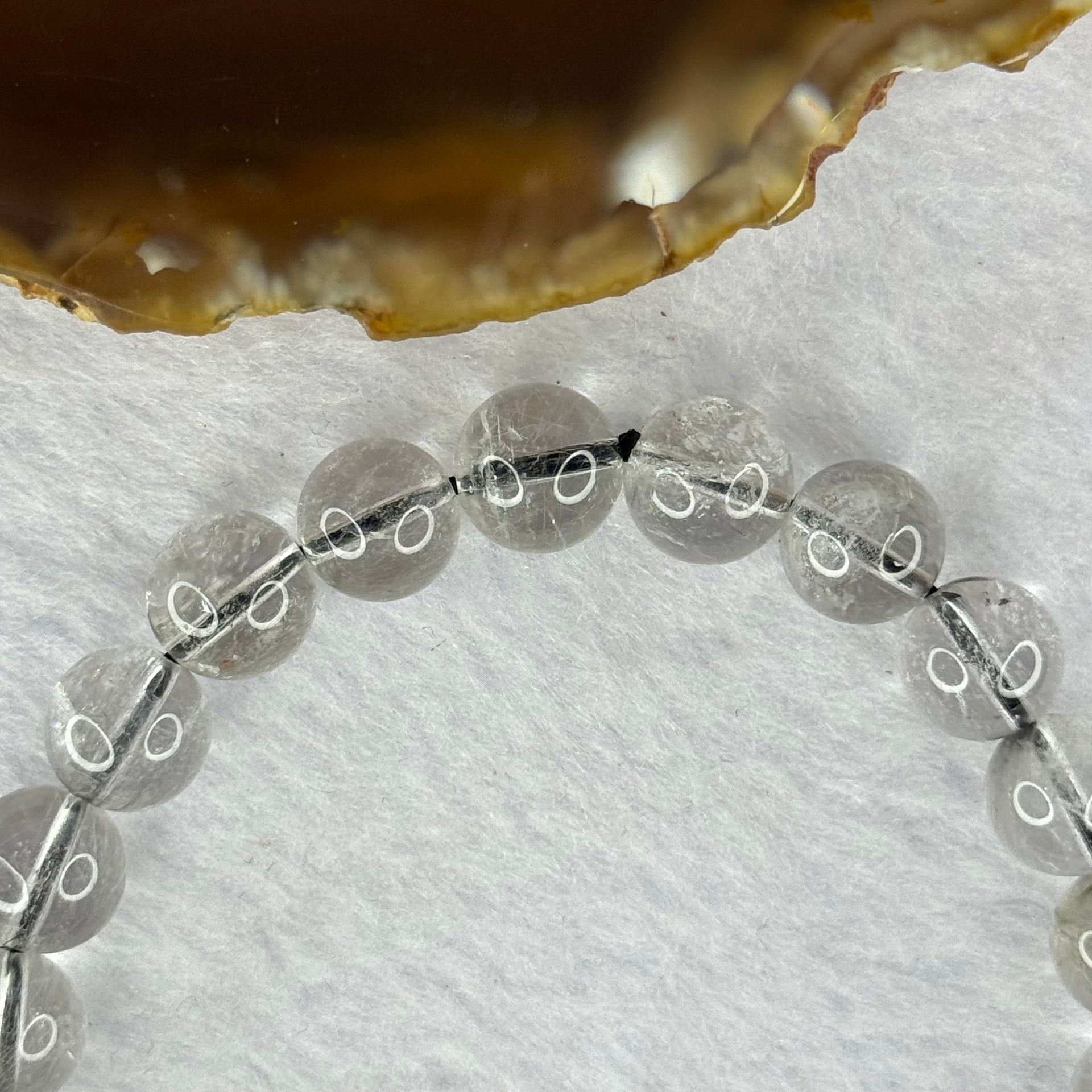 Natural Titanium Rutilated Clear Quartz 20.83g 16cm 9.2mm 21 Beads - Huangs Jadeite and Jewelry Pte Ltd