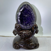 Natural Deep Purple Amethyst Egg with Wooden Stand Display Total Weight 4,534.1g 160.0 by 160.0 by 270.0mm - Huangs Jadeite and Jewelry Pte Ltd