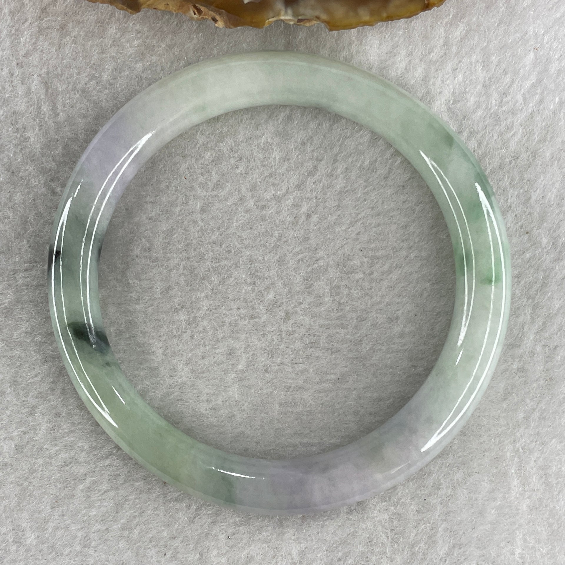 Type A Green and Lavender Jade Jadeite Bangle 35.17g inner Dia 55.5mm 7.6 by 7.7mm (Slight External Rough) - Huangs Jadeite and Jewelry Pte Ltd