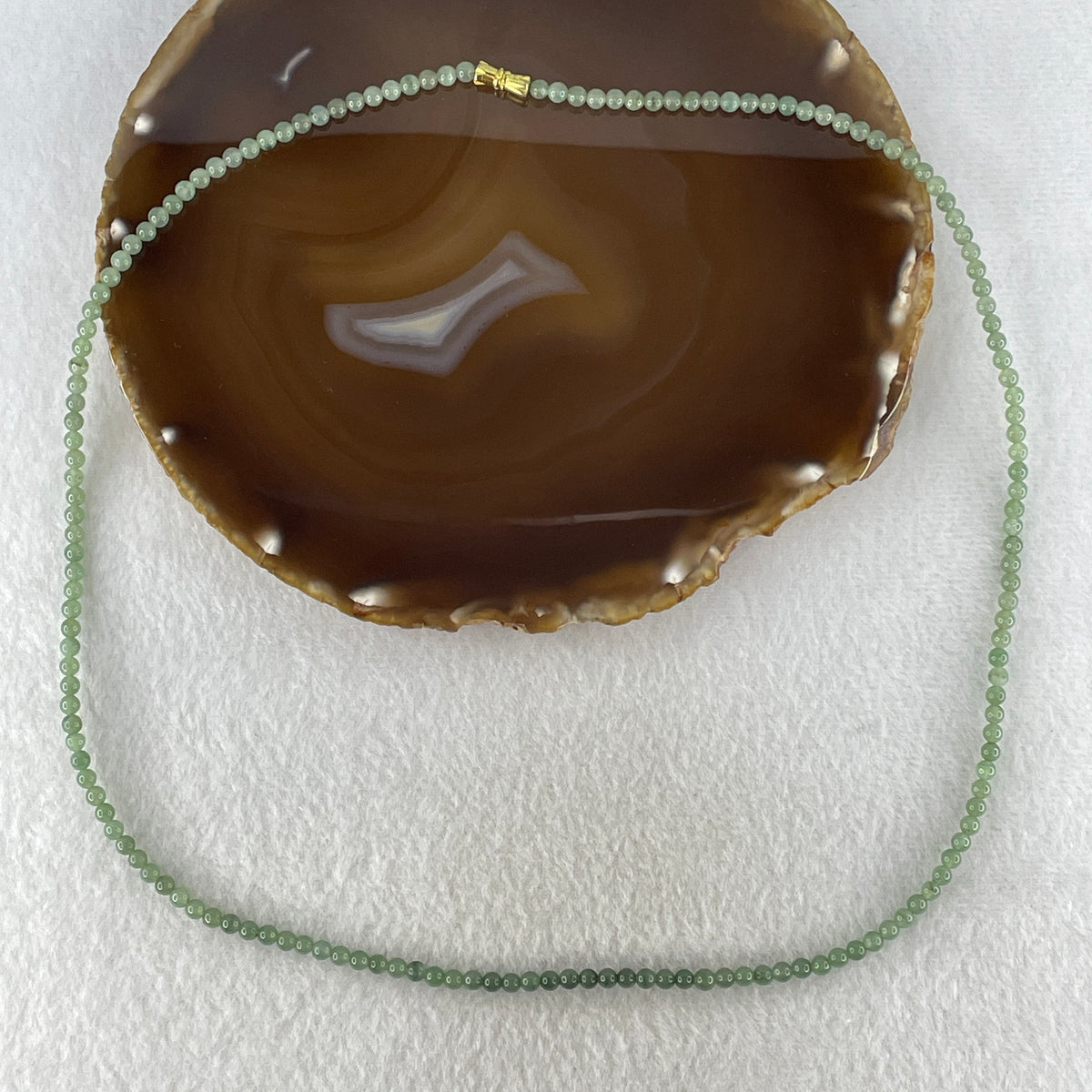 Natural Type A Semi Icy Light Green Jadeite Beads Necklace | (15.82g | 58cm Length | 3.8mm x 160 Beads | Heart Chakra Radiance, "Ping An" Smooth Luck & Feng Shui Prosperity Catalyst)