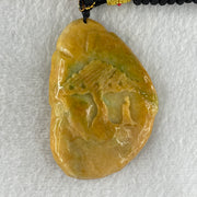 Natural Type A Yellow Jadeite Shan Shui Scenic with Gui Ren Benefactor 61.31g 66.1 by 45.1 by 11.9mm - Huangs Jadeite and Jewelry Pte Ltd