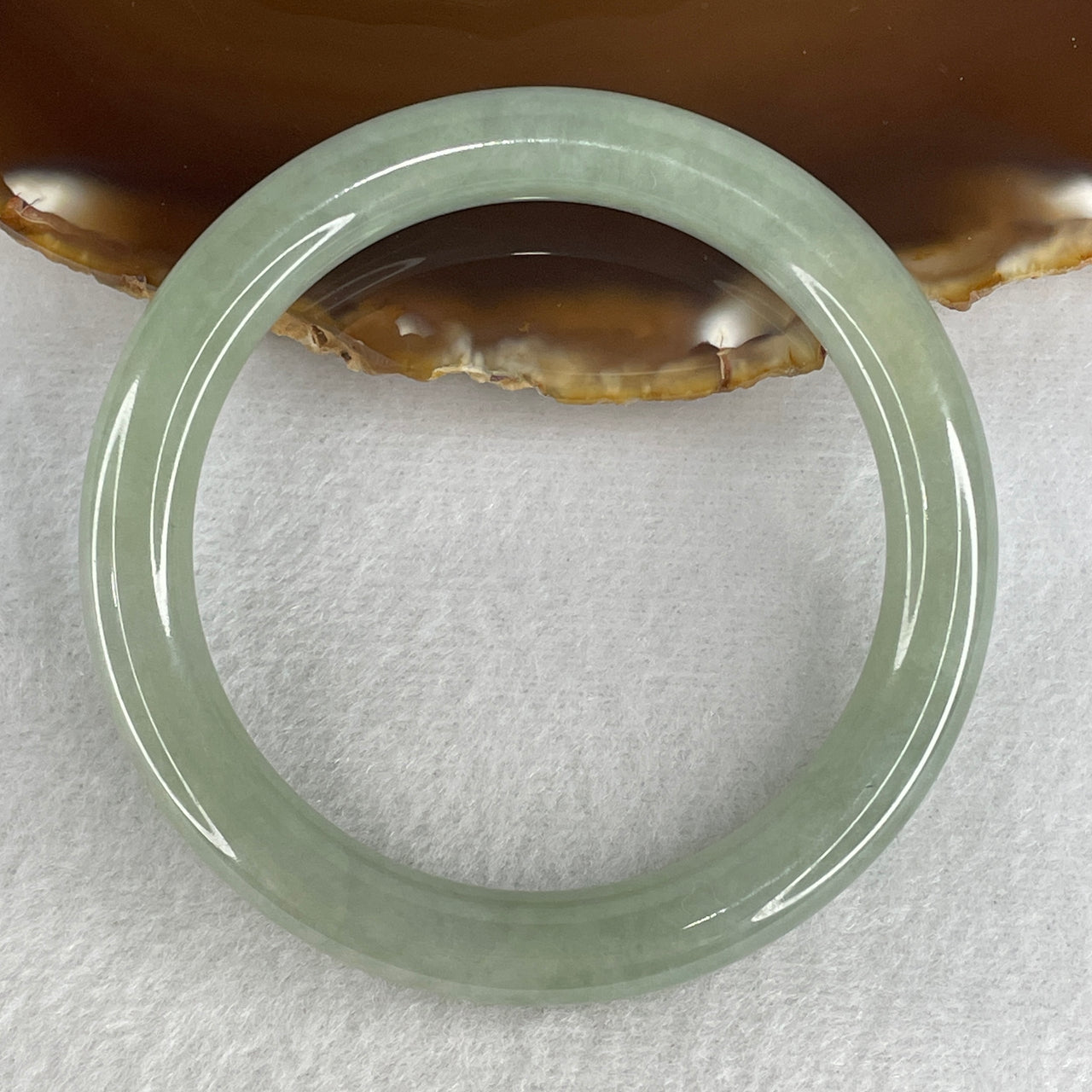 56.5mm Genuine Type A Jadeite Bangle - Light Green Natural Jadeite Jewelry - 45.01g Certified Untreated Large Jade Bracelet 9.2x9.1mm (Very Very Slight Internal Lines)