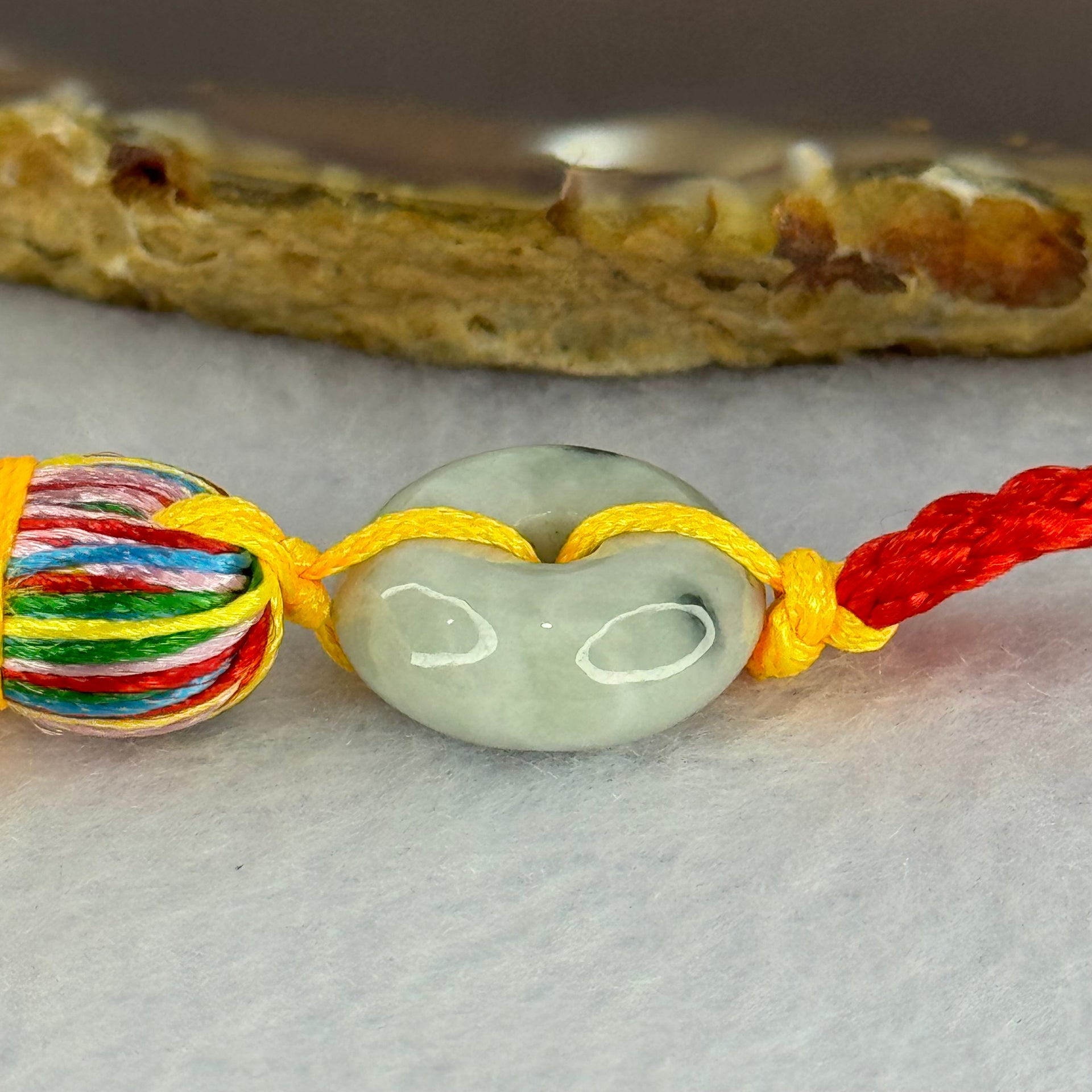 Type A Light Green Lavender Jadeite Ping An Kou Donut Charm Display 8.12g 16.6 by 6.6mm - Huangs Jadeite and Jewelry Pte Ltd