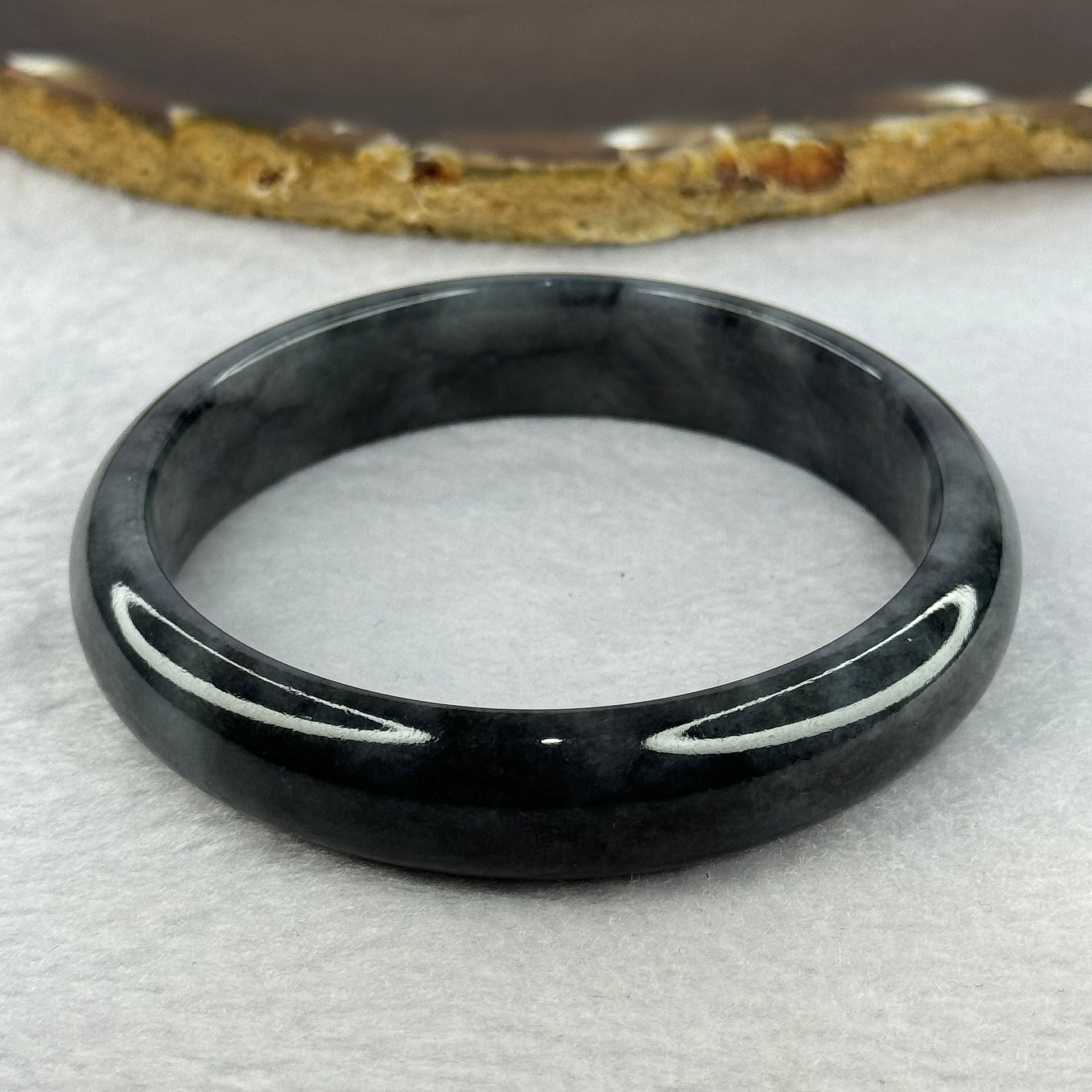 Type A Translucent Wuji Black Grey Jadeite Bangle 54.12g Internal Diameter 59.6mm 4.0 by 7.4mm (Very Fine Internal Lines) - Huangs Jadeite and Jewelry Pte Ltd