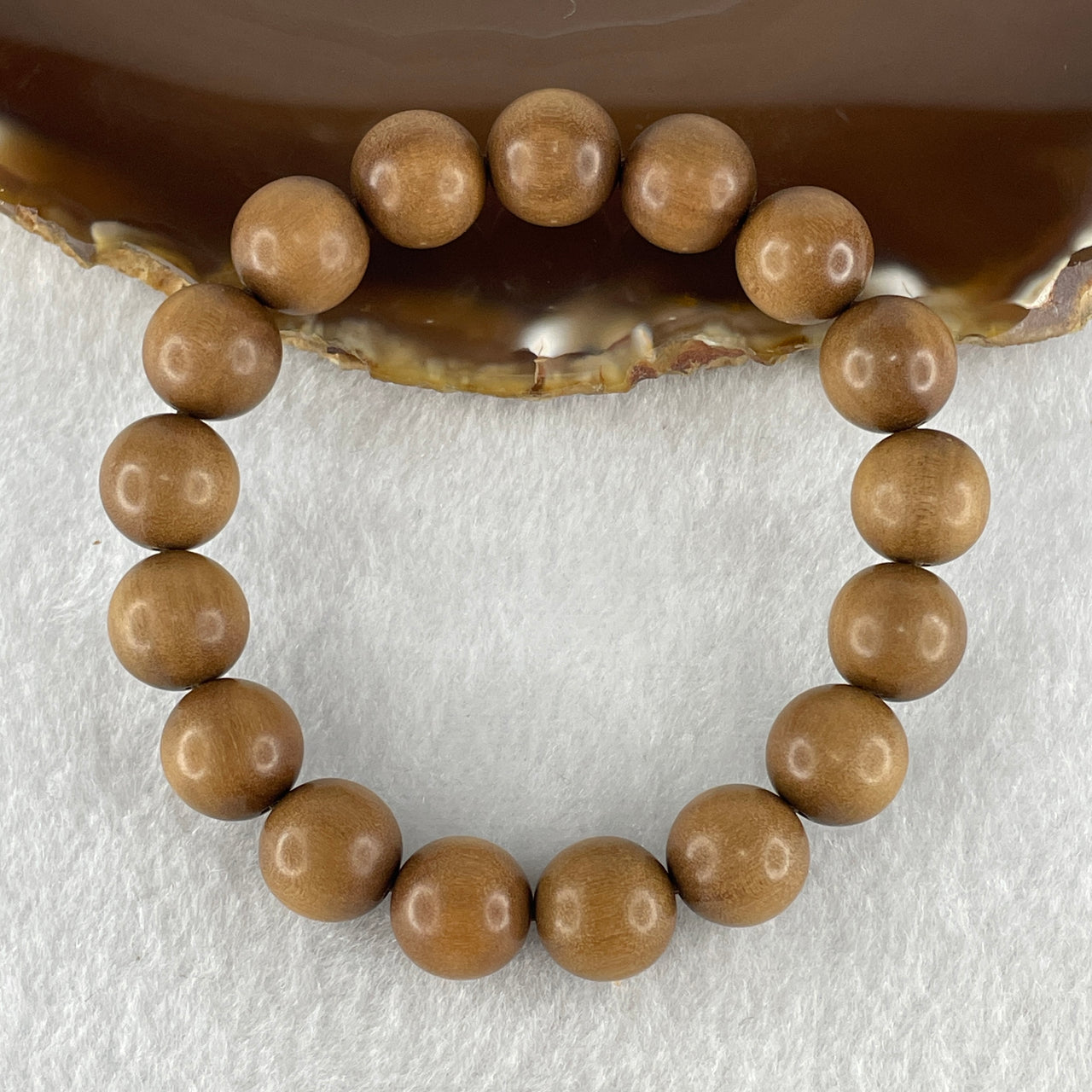 Certified Natural India Old Tree Sandalwood Beads Bracelet 13.88g 16.5cm 12.1mm 17 Beads