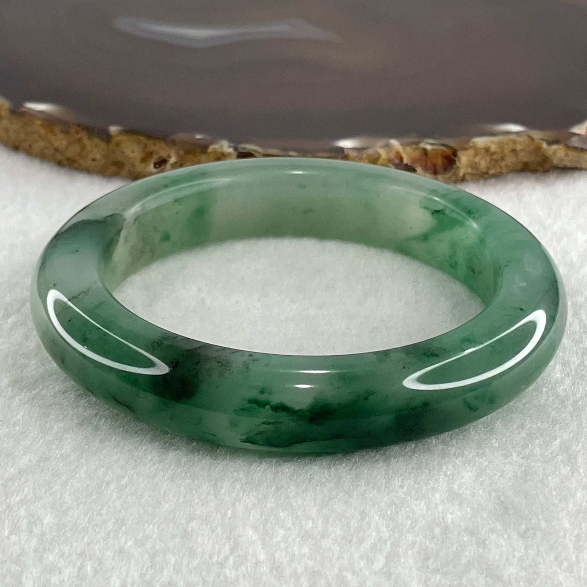 Natural Icy Green Flora Agate Bangle 69.36g Internal Diameter 59.4mm 13.2 by 11.3mm (Perfect) - Huangs Jadeite and Jewelry Pte Ltd