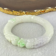 Type A Faint Green Lavender Jadeite Carved Ruyi Bangle Internal Diameter 56.0mm 86.81g 18.0 by 9.5mm (Internal Lines) - Huangs Jadeite and Jewelry Pte Ltd
