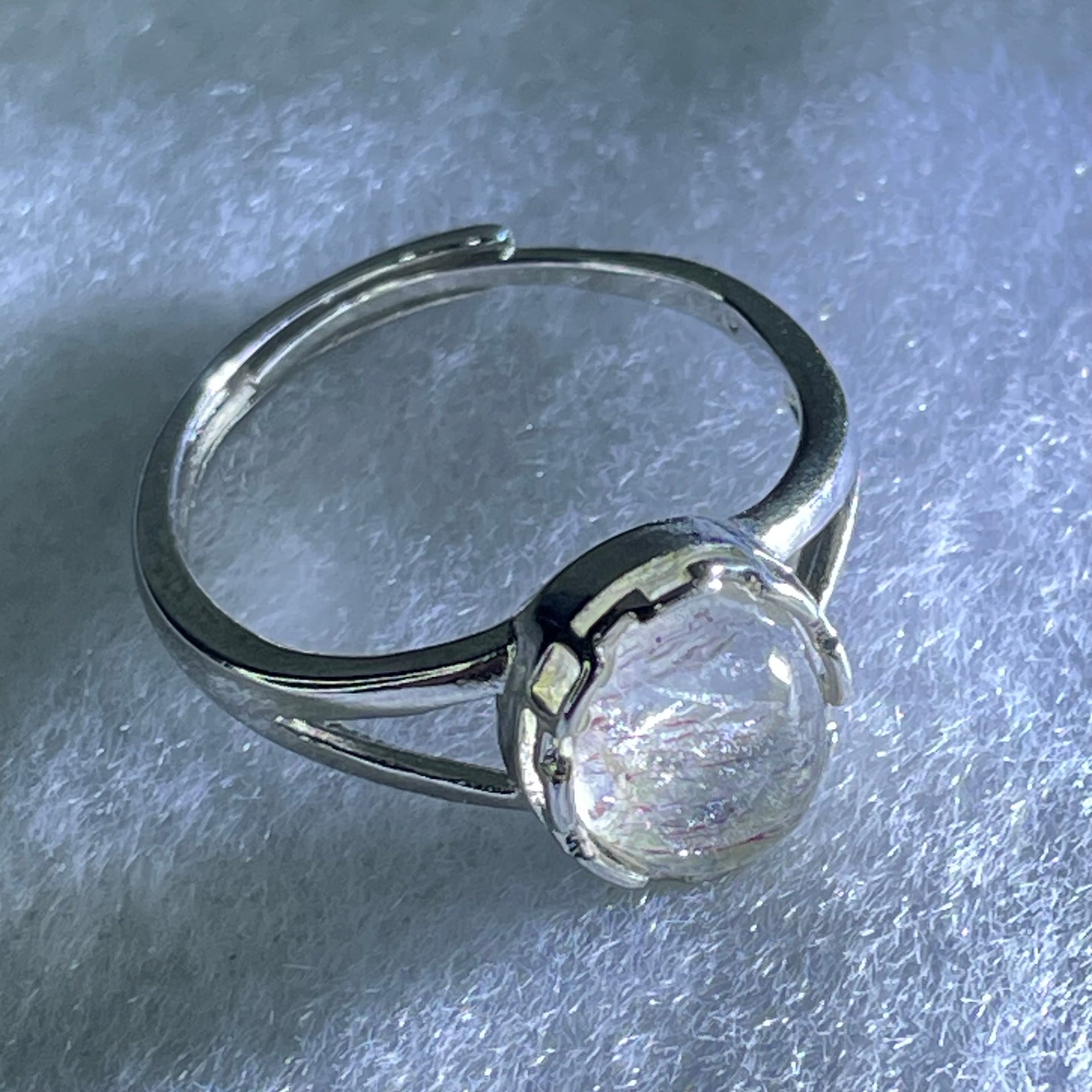 Above Average Grade Natural Super 7 Crystal in S925 Sliver Ring (Adjustable Size) 1.98g 9.4 by 7.1 by 4.5mm - Huangs Jadeite and Jewelry Pte Ltd