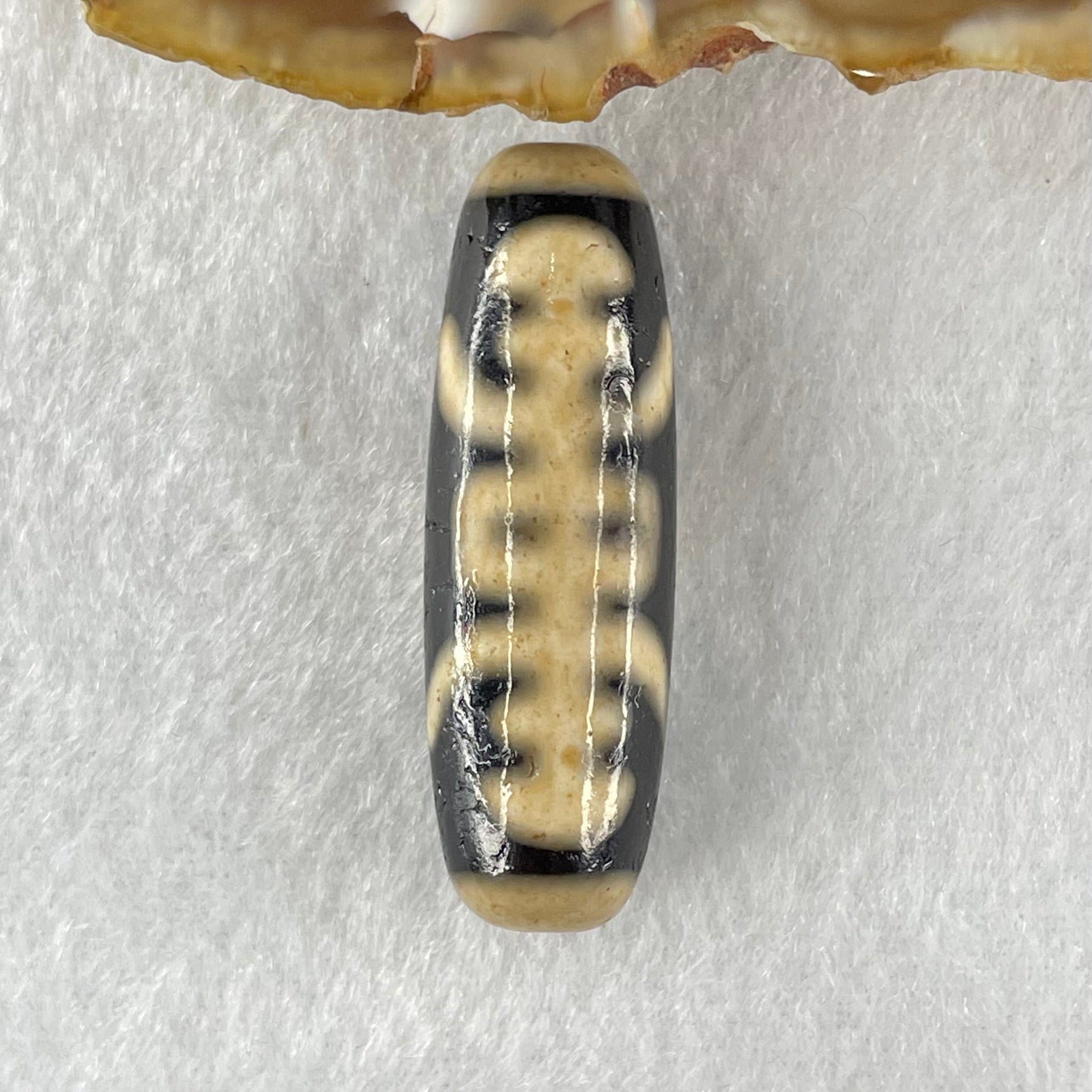 Natural Powerful Tibetan Old Oily Agate Bat with Insect or Happiness Fu Shou Dzi Bead Heavenly Master (Tian Zhu) 蝙蝠昆虫天珠 8.48g 37.9 by 12.1mm - Huangs Jadeite and Jewelry Pte Ltd