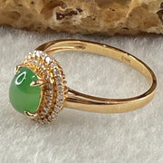 Type A Emerald Green Jadeite with Diamonds in 18K Rose Gold Ring 2.36g 7.5 by 6.0 by 3.5mm US6.8 HK15 - Huangs Jadeite and Jewelry Pte Ltd