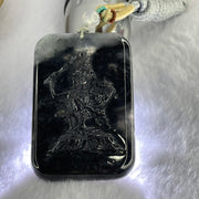 Type A Black Grey Wuji Jadeite Manjushri Bodhisattva Guan Yin Pendent 33.56g 51.5 by 34.1 by 8.9mm - Huangs Jadeite and Jewelry Pte Ltd